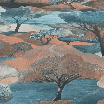 Paste The Wall Wallpaper Gentle Landscape Trees Teal / Mocha Erismann 10433-19