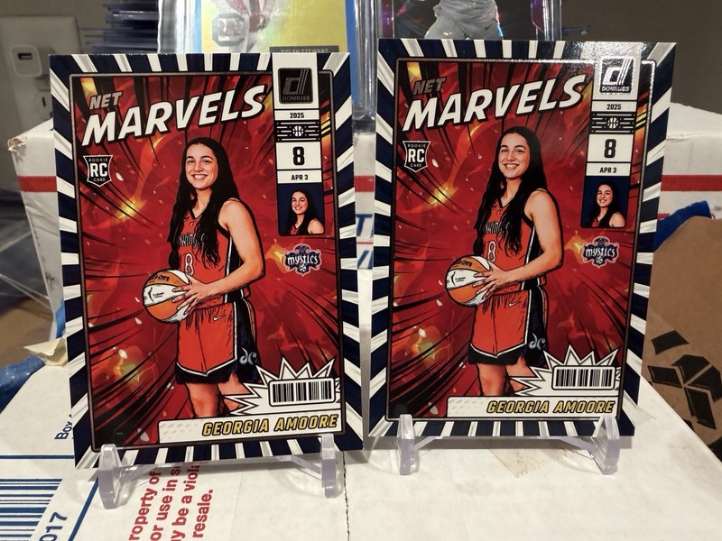2025 WNBA Donruss Georgia Amoore Net Marvels Press Proof Gold #17 RC Mystics