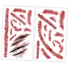 25 Sheets Fake Scar Temporary Tattoos Bloody Halloween Makeup Stickers