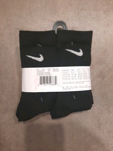 Nike Socks Black 6 Pack Youth 10c-3y New With Tags - Picture 3 of 4