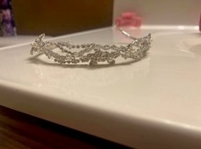Silver Rhinestone Bridal Tiara Headband Hair Accessory, Silver-Tone