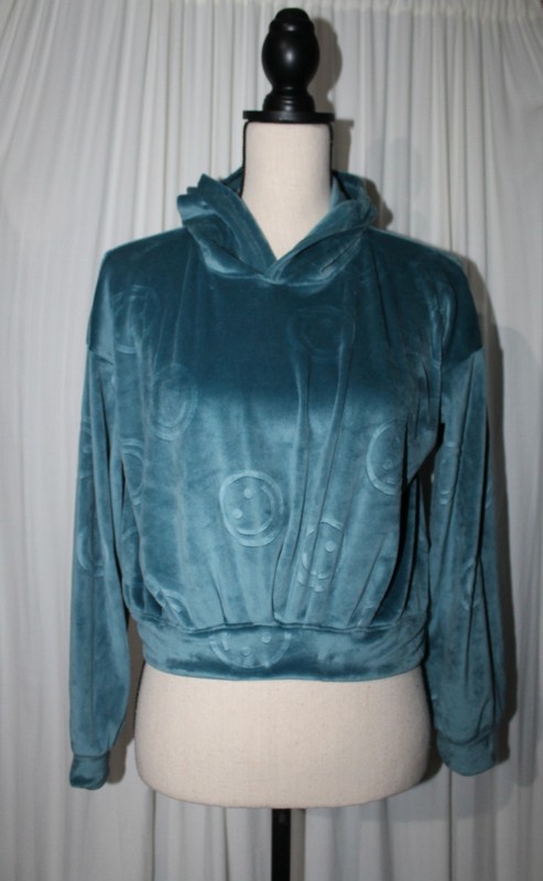 SONOMA  Pullover Hoodie Smiley Blue Green Color Large 10/12