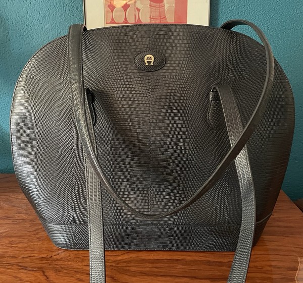 Vintage Designer Leather Big Bag by Aigner