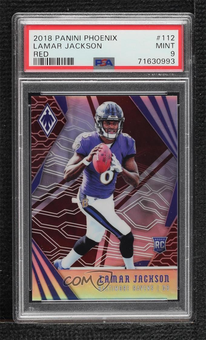 2018 Panini Phoenix Rookies Red 64/299 Lamar Jackson PSA 9 MINT Rookie RC 1lc0