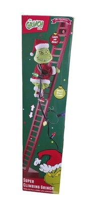 40'' Animated Super Climbing Grinch On Ladder Musical Decoration By Mr. Christmas