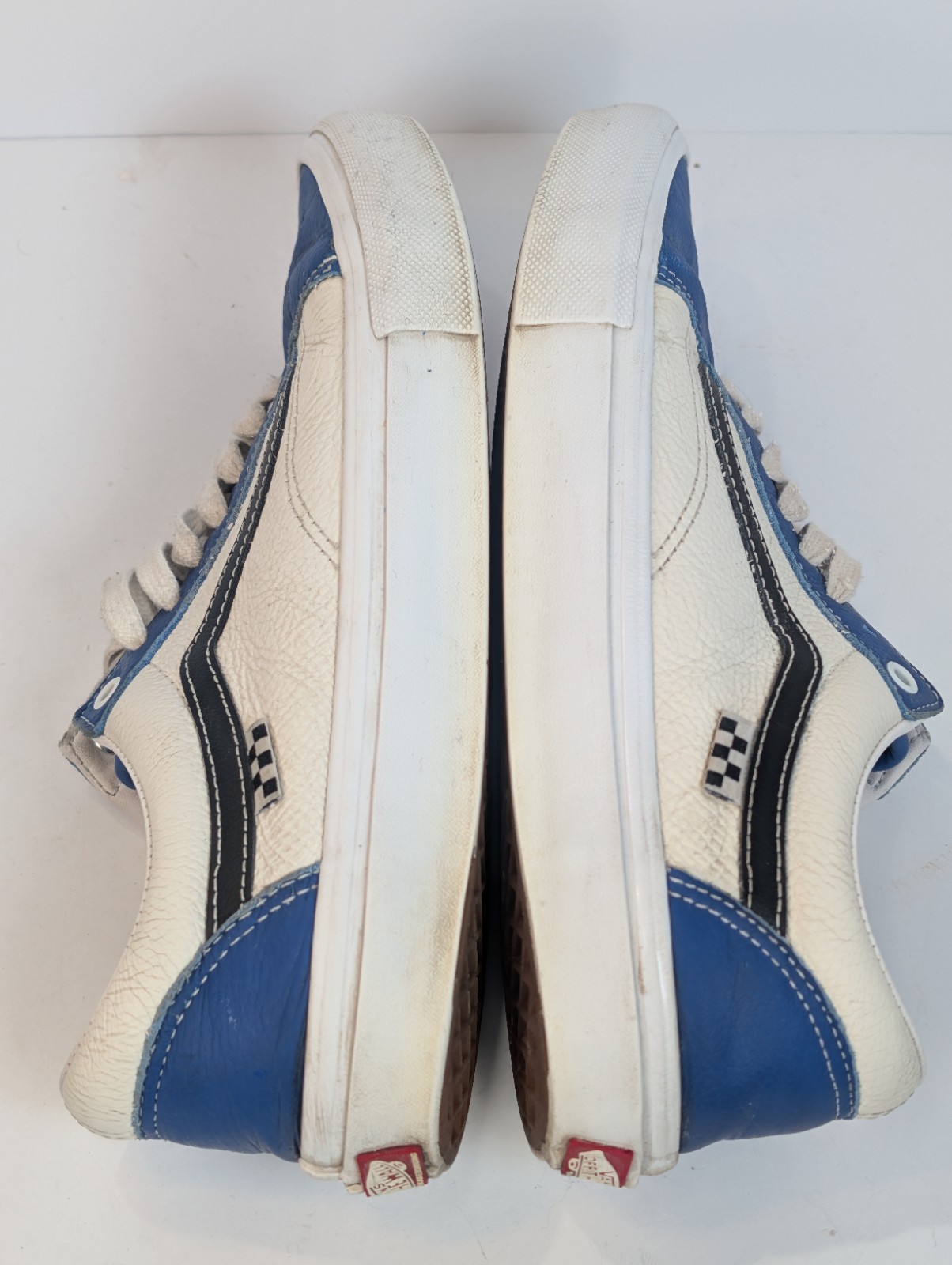 Vans Old Skool Skate Sport Leather White / Blue / Black Men's 11 Checkered  thumbnail 8