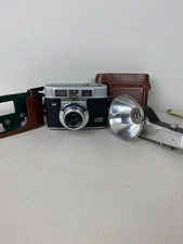 Vtg Kodak Automatic 35 Camera 35mm Leather Case Synchro Lens Strap Flash