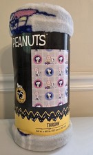 Peanuts 75th Anniversary Snoopy Charlie Brown Throw Blanket 46x60 Multicolor