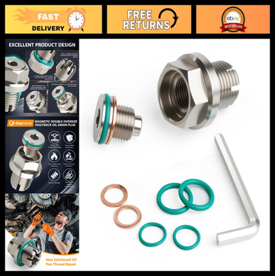 #ad Stainless Steel M12*1.25 Magnetic Oil Drain Plug amp; Thread Repair Kit Oversize $53.99