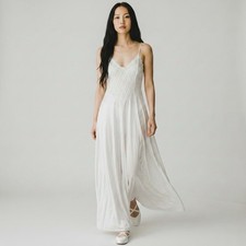 Vintage White Lingerie Gown Lace Maxi Dress Sz Small Coquette Fairy Balletcore