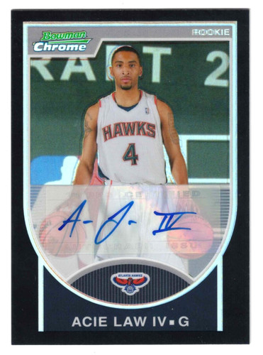 2007-08 Bowman Chrome Black Refractor #128 Acie Law Signed RC #;d 96 / 99 - HTF!