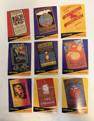 Vintage Rock Posters 9-card Custom Bundle - Pro Set Super Stars MusiCards 1991