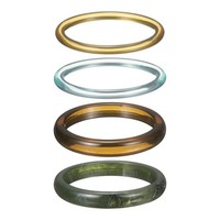 4-Teiliges Set Dicke Acrylharz-ArmbäNder FüR Frauen, GrüNe Serie FüR Chunky
