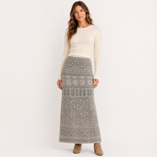 Maxi Falda Suéter Algodón Pima Lana Alpaca Conexión Peruviana M Isla Justa Gris