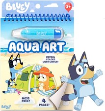 Bluey Aqua Art - Reusable Water Reveal Activity Pages With Water Pen for No-M...