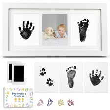 MOXTOYU Baby Hand- und Fußabdruck-Set, 2 Clean-Touch 36*21*3 cm - weiß, schwarz