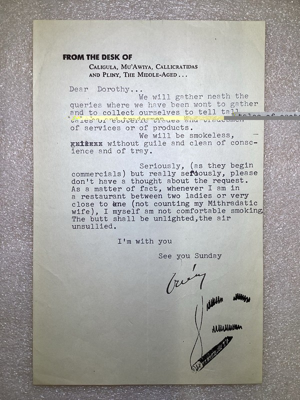 Ernie Kovacs SIGNED Autographed Letter