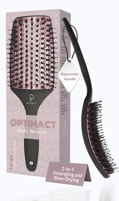 Curved Vented for Blow Drying - Boar Bristle Brush Large with Comfortable Han...