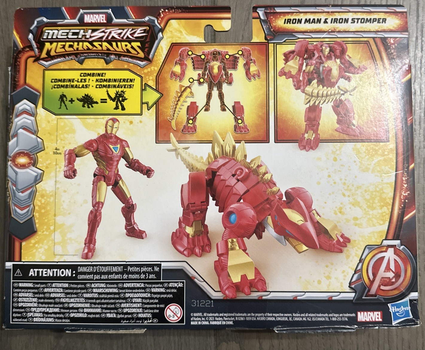 Marvel Mech Strike Mechasaurs: 4" IRON MAN Figure & IRON STOMPER (2023, Hasbro)