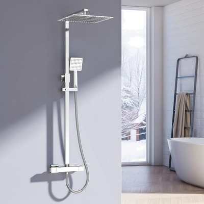 Duschsystem Thermostat Rain Shower Set Edelstahl 30x30cm Handbrause regulierbar
