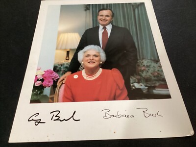 President George & First Lady Barbara Bush Signed Picture Print