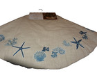 NEW Coastal Sigrid Olsen SEA SHELL TREE SKIRT 56" Blue Embroidered Cream Linen