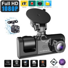 Car DVR Dash Cam Video Recorder G-Sensor 1080P 3 Lens Front Rear Inside Camera
