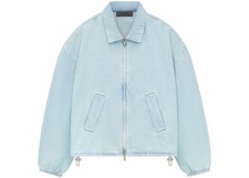 Fear Of God Essentials Women's Shell Bomber (ss24) Light Wash Denim New Size Xs