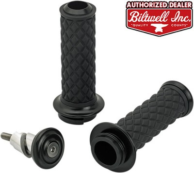 Biltwell Black 6605-201-01 Black Alumicore 1'' Grip Set TBW Harley Fit
