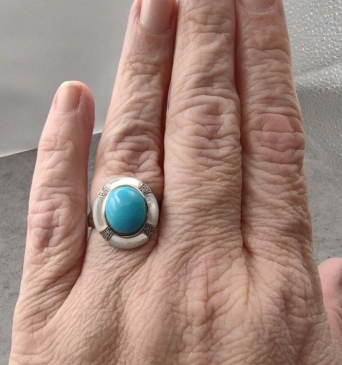 Estate Affinity Sterling Silver Turquoise Mother … - image 14