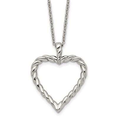 Stainless Steel Twisted Heart Charm Pendant Necklace