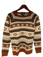 Attitudes by Renee Global Illusions Fair Isle Sweater Winter White