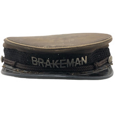 VTG Brakeman Hat w/ Front Badge Price Built ED V Price & Co Chicago Railroad