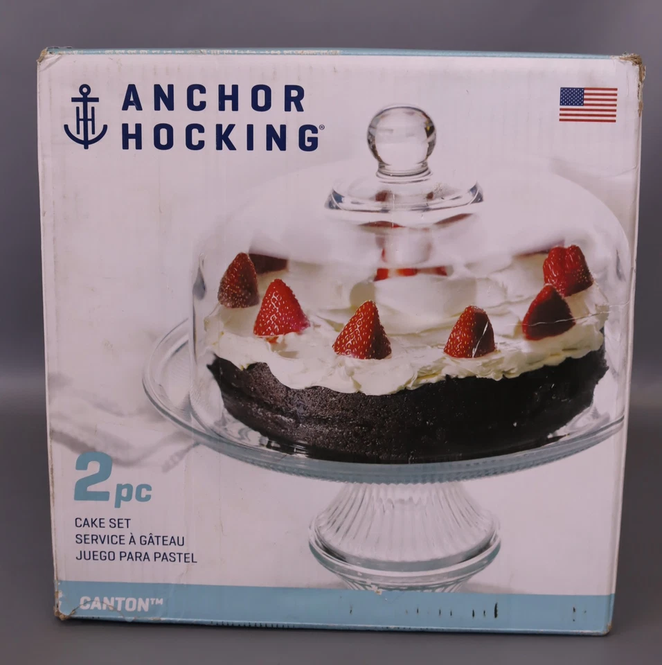 Anchor Hocking Canton Cake Stand Set  2 Piece (Slightly Cracked) - Image 4 of 4