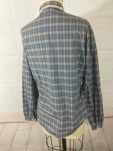 vintage plaid button up shirt blouse women XS - Picture 4 of 5