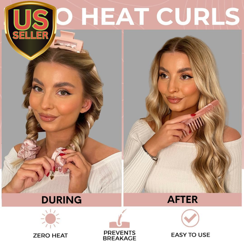 Heatless Hair Curlers to Sleep in - No Heat Curling Gift Set Includes Satin H...