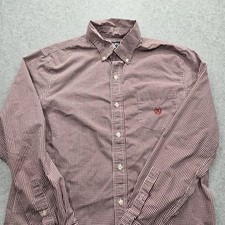 Chaps Men's Medium Red Checkered Button-Down Long Sleeves