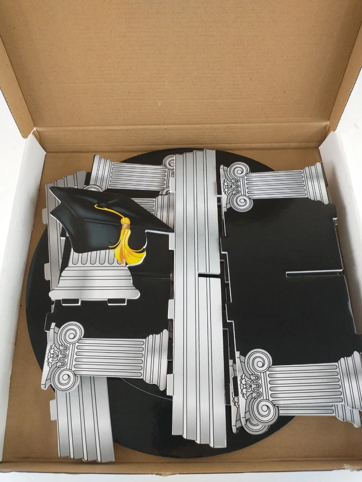 Soporte para cupcakes de graduación 3 suministros para fiestas soporte para golosinas 12" x 14,5" astilla y negro Foto 4 de 4