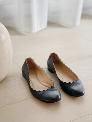 CHLOE Leather Lauren Scalloped Ballet Flats (SIZE