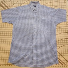 Van Heusen Regular Fit Men's Blue Plaid Dress Shirt - Size 15.5 Large