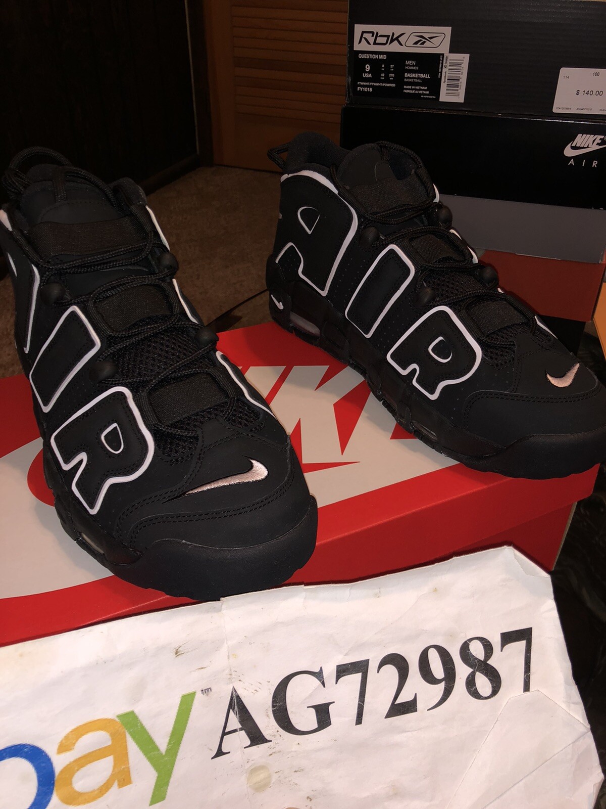 Nike Air More Uptempo OG Black White 2020 Men Size 10.5 Deadstock DS  414962-002