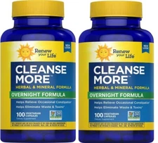 Renew Life Cleanse More 100 Capsules ( new Look ) 2 bottles Exp 11/2027