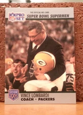 FOOTBALL CARD FRESH FROM BOX PRO SET SUPER BOWL SUPERMEN VINCE LOMBARDI PACKERS