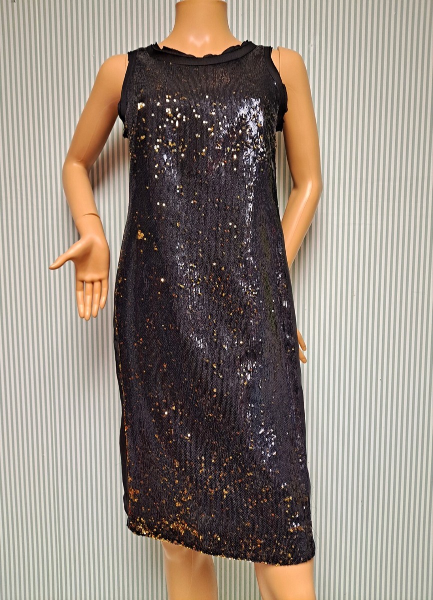 Michael Kors Size-4 Black Gold Sequined Cocktail Dress