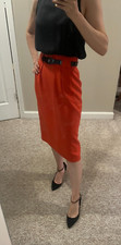 Radcliffe Women's size 00 Orange Red Back Slit Pencil Skirt