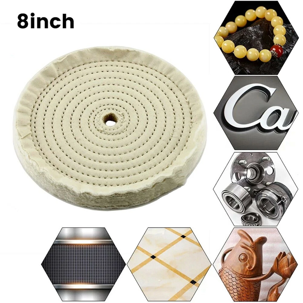 8 200mm Spiral Stitched Cotton Buffing Polishing Wheel Mop Bench