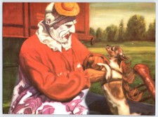 CIRCUS CLOWN AND DOG Ray Wolf Art Vintage 8" X 11" Magazine Page Clipping M402