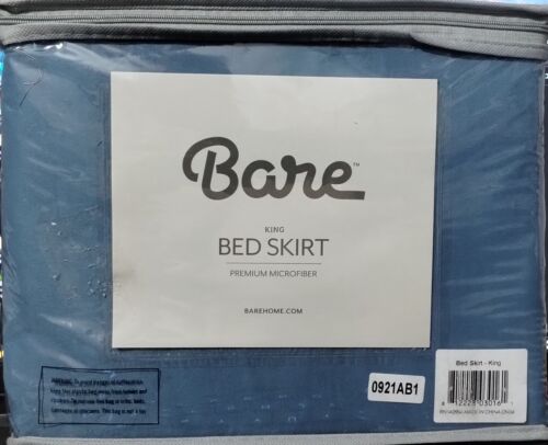Bare Home Premium Microfiber King Size Bed Skirt - Coronet Blue - New - Picture 1 of 3