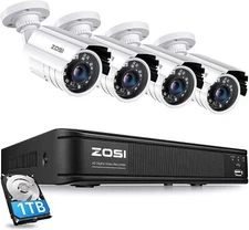 ZOSI Home Security Camera System H.265+5MP Lite DVR 1080P Outdoor Camera 1TB HDD