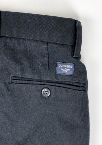 DOCKERS CLASSIC FIT plano frontal Mens Pantalones Etiqueta tamaño 33x30  reales 31x30 Negro | eBay
